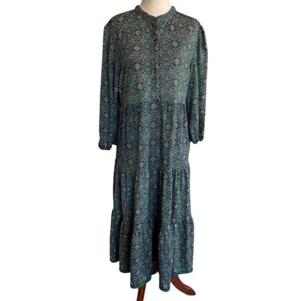 MaxStudio Green Patterned Maxi Dress